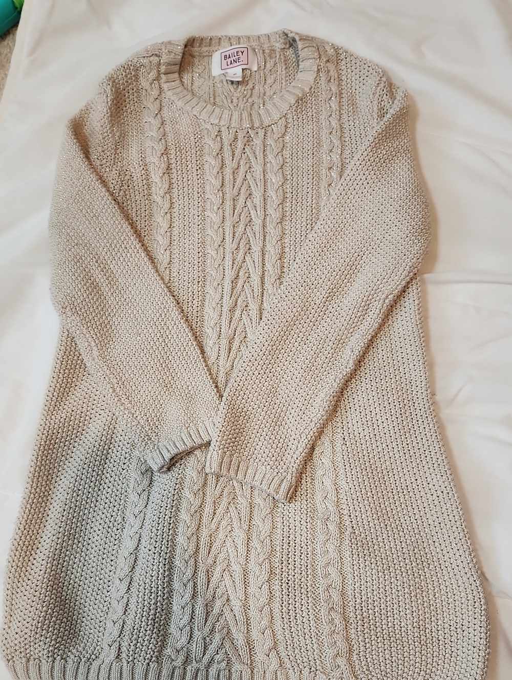 Kid's Cream Cable Knit Sweater Dress